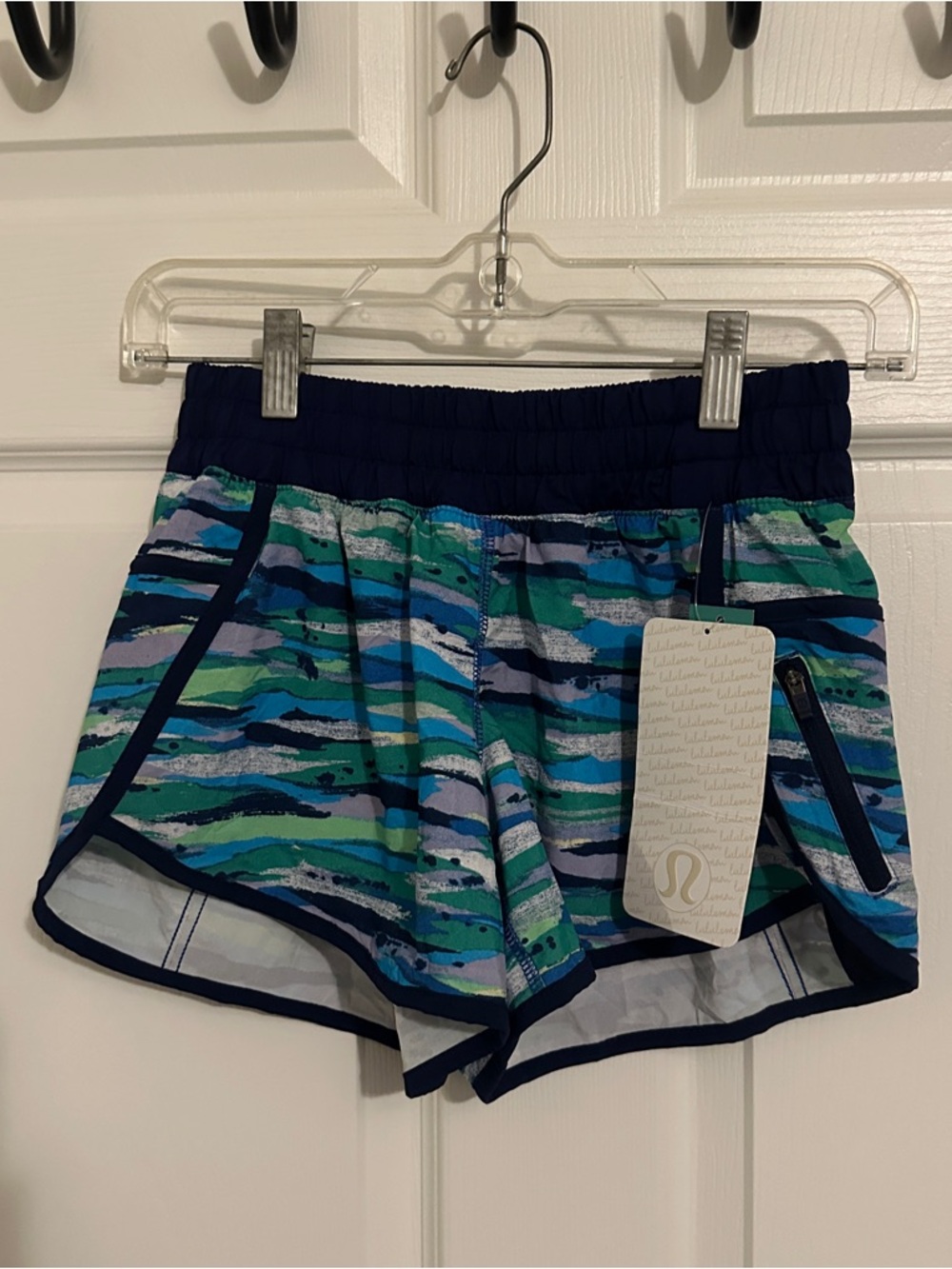 lululemon athletica Blue & Green Patterned Athletic Shorts